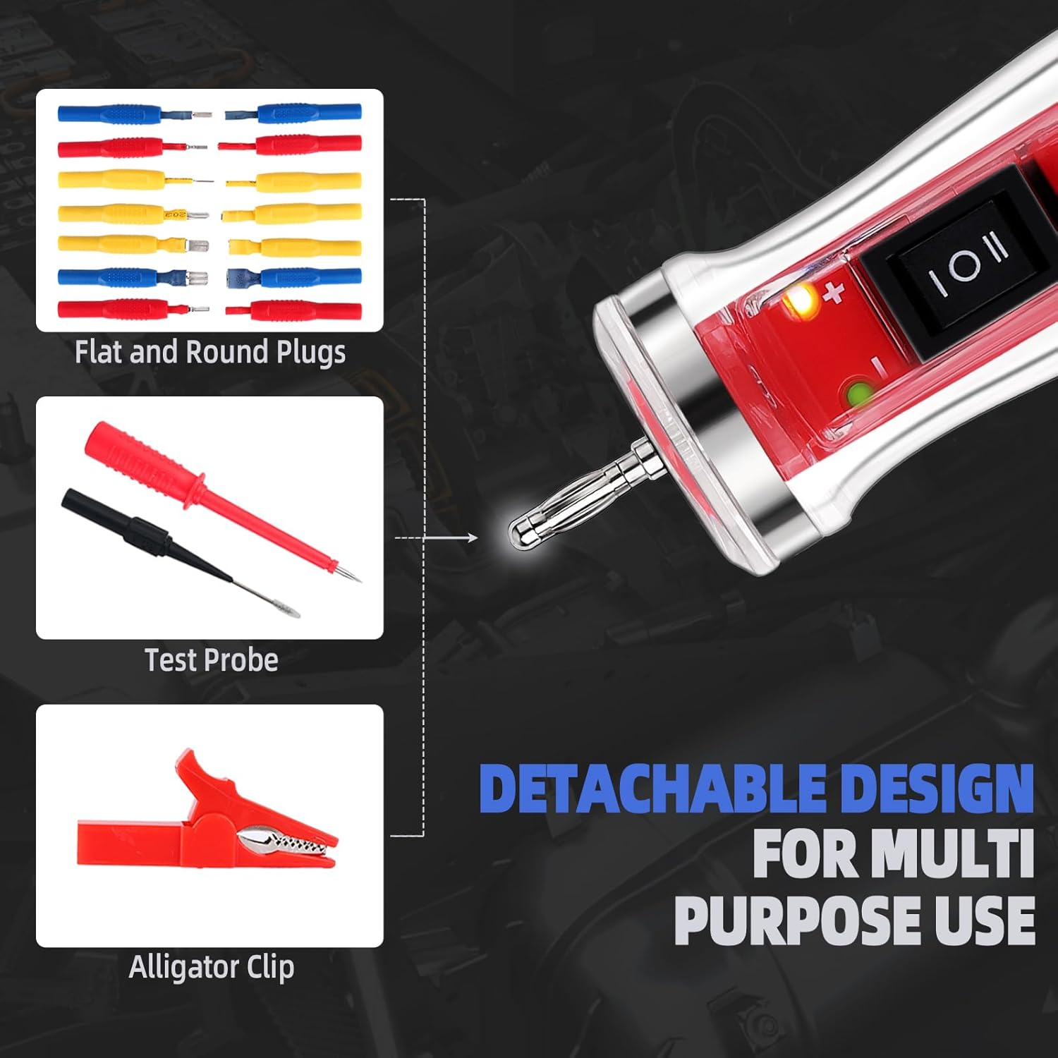 Power Circuit Probe Tester Kit, LCD Digital Automotive Test Light with Voltmeter, 18PCS Multi Function Auto Fuse Circuit Voltage Continuity Current Electric Tests Tool with Black Carrying Case