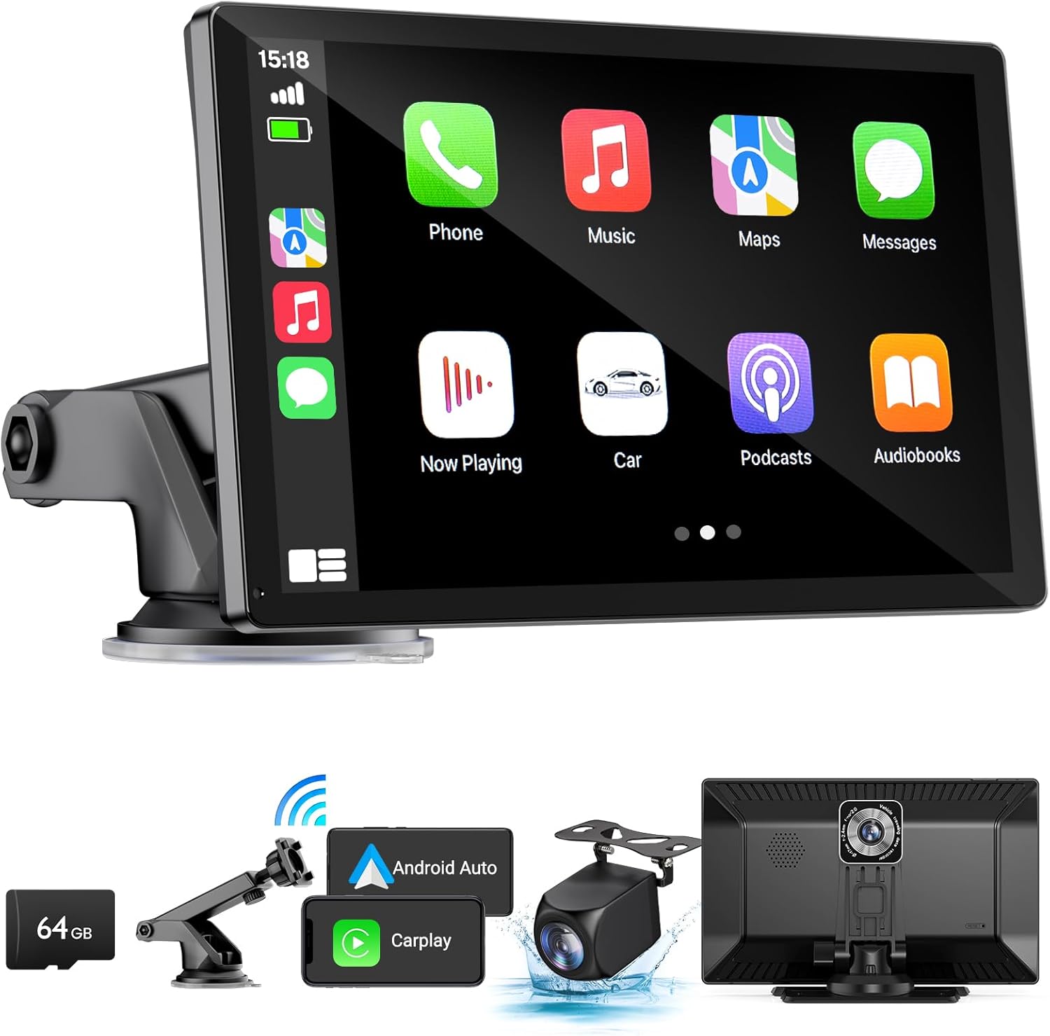 Wireless Apple Carplay Screen for Car 4K Dash Cam
