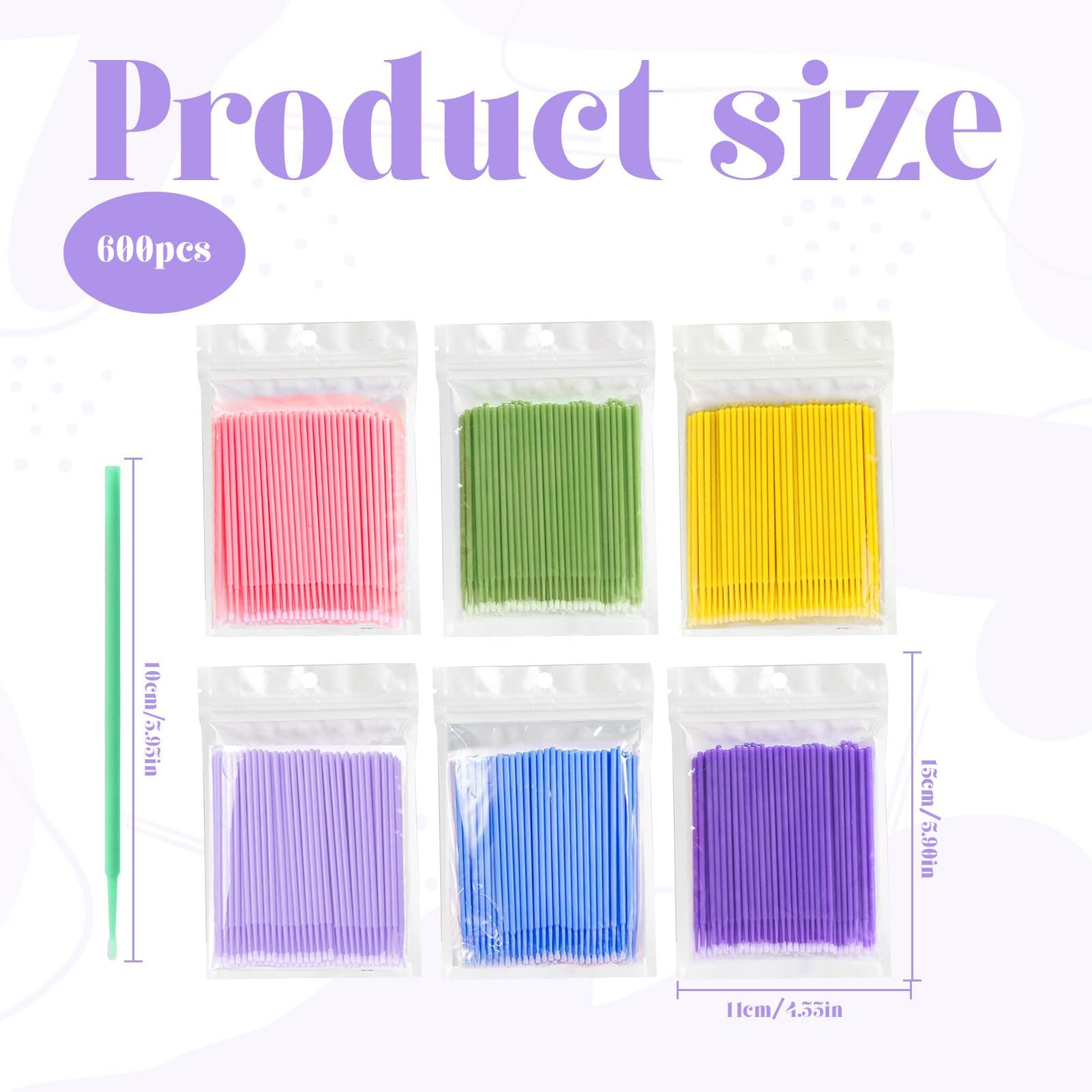 600 PCS Micro Brushes,Micro Applicator Brushes, 6 Color Micro Brush - Image 2