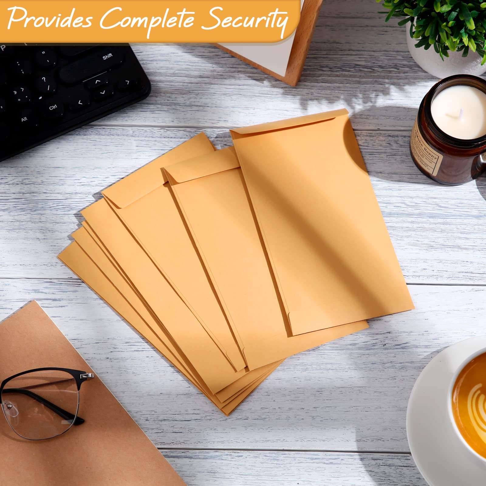 Taobary Lot de 1000 enveloppes autocollantes #7 pour pièces de monnaie - Enveloppes gommées pour sceller les graines - 8,9 x 16,5 cm - 12,7 kg - Pour pièces de monnaie, reçus (kraft)