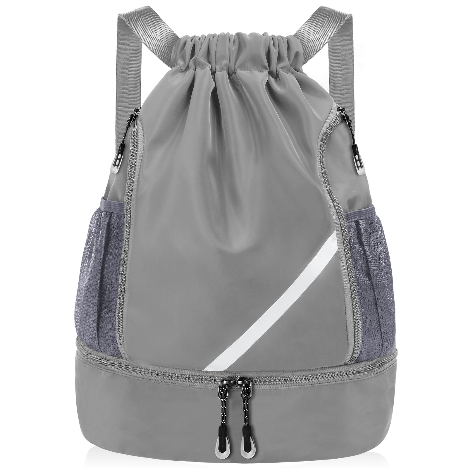 flintronic Drawstring Backpack, Waterproof Sports Backpack, Large Gym Bag With Shoe Compartment and Water Bottle Mesh Pockets, for Sports School Beach Holidays Swimming Travel — image 1