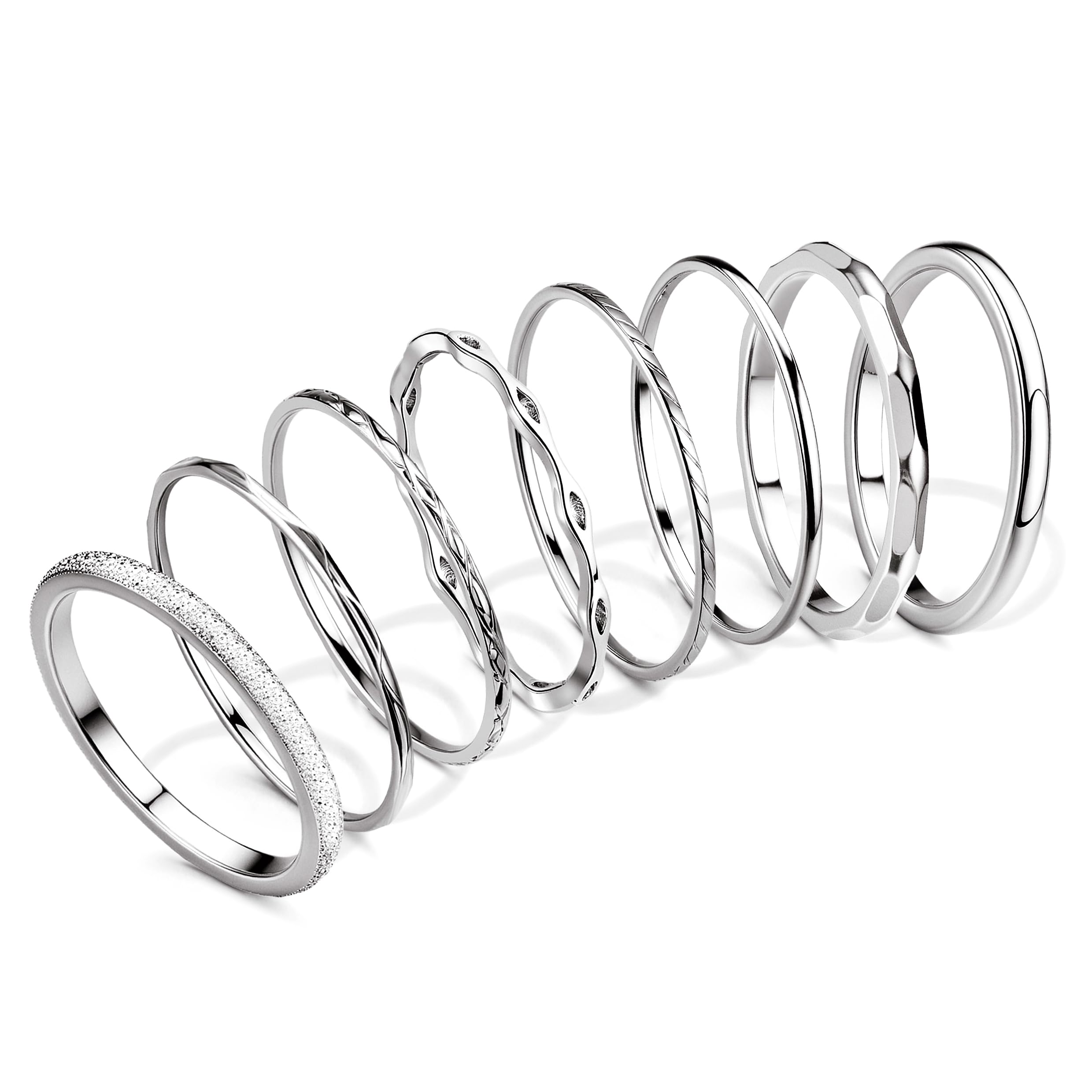 8Pcs 1MM 2MM Stainless Steel Rings for Women Men Minimalist Fashion Dainty Plain Thin Knuckle Stacking Midi Thumb Rings Stackable Statement Band Rings Set Silver Gold Tone Size 4-12