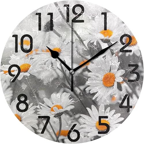 Miniatura 22 de Lifelike - Reloj de pared redondo de mármol blanco en línea negra de 10 pulgadas, analógico, silencioso, sin tictac, para el hogar, cocina, sala de