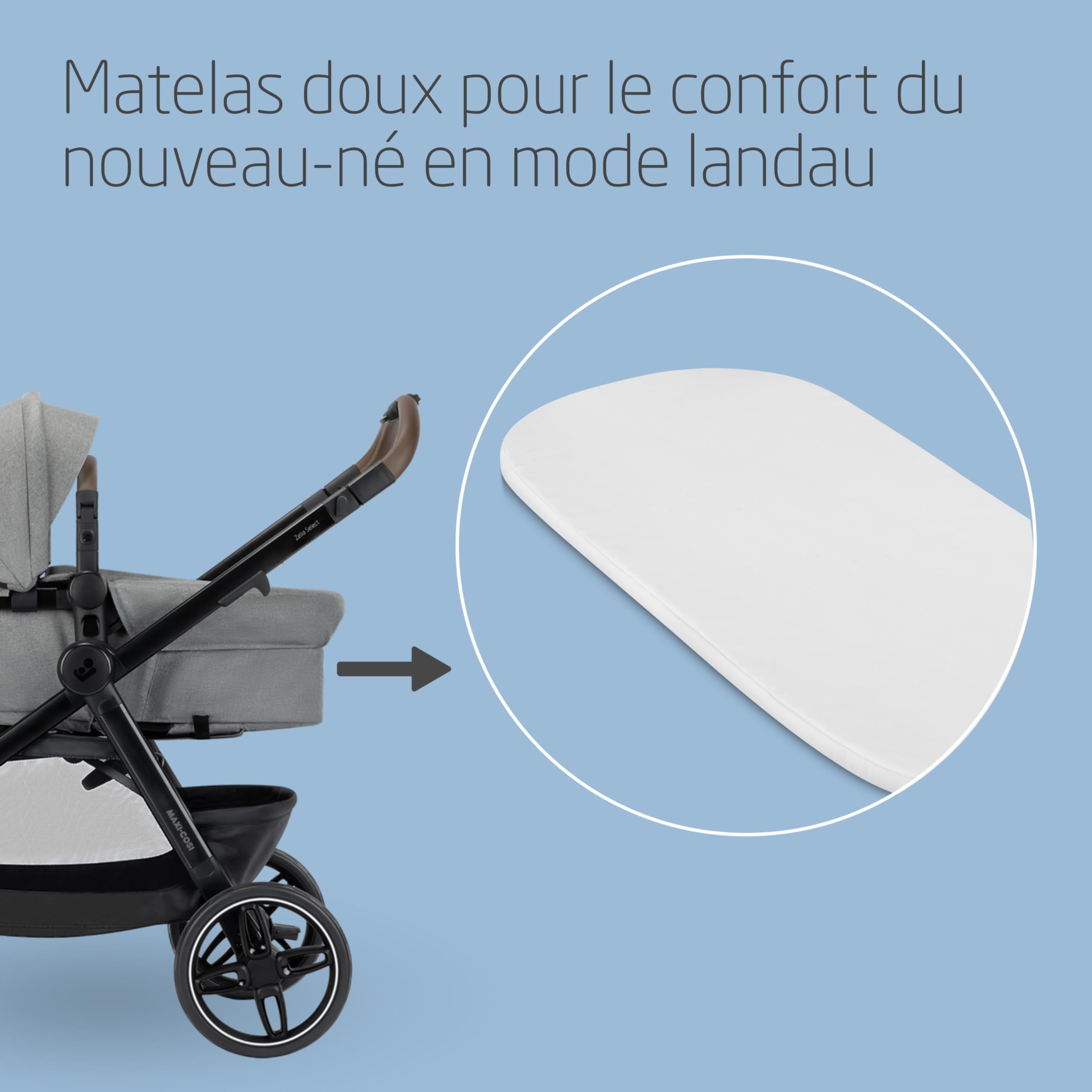 Maxi Cosi Zelia Select Trio, Poussette 3 en 1 Avec Siège auto, 0-4 ans (0-22 kg), Pliage D'une Seule Main, Poussette Trio Compacte et Réversible, Avec Siège auto Bébé CabrioFix S i-Size, Gris