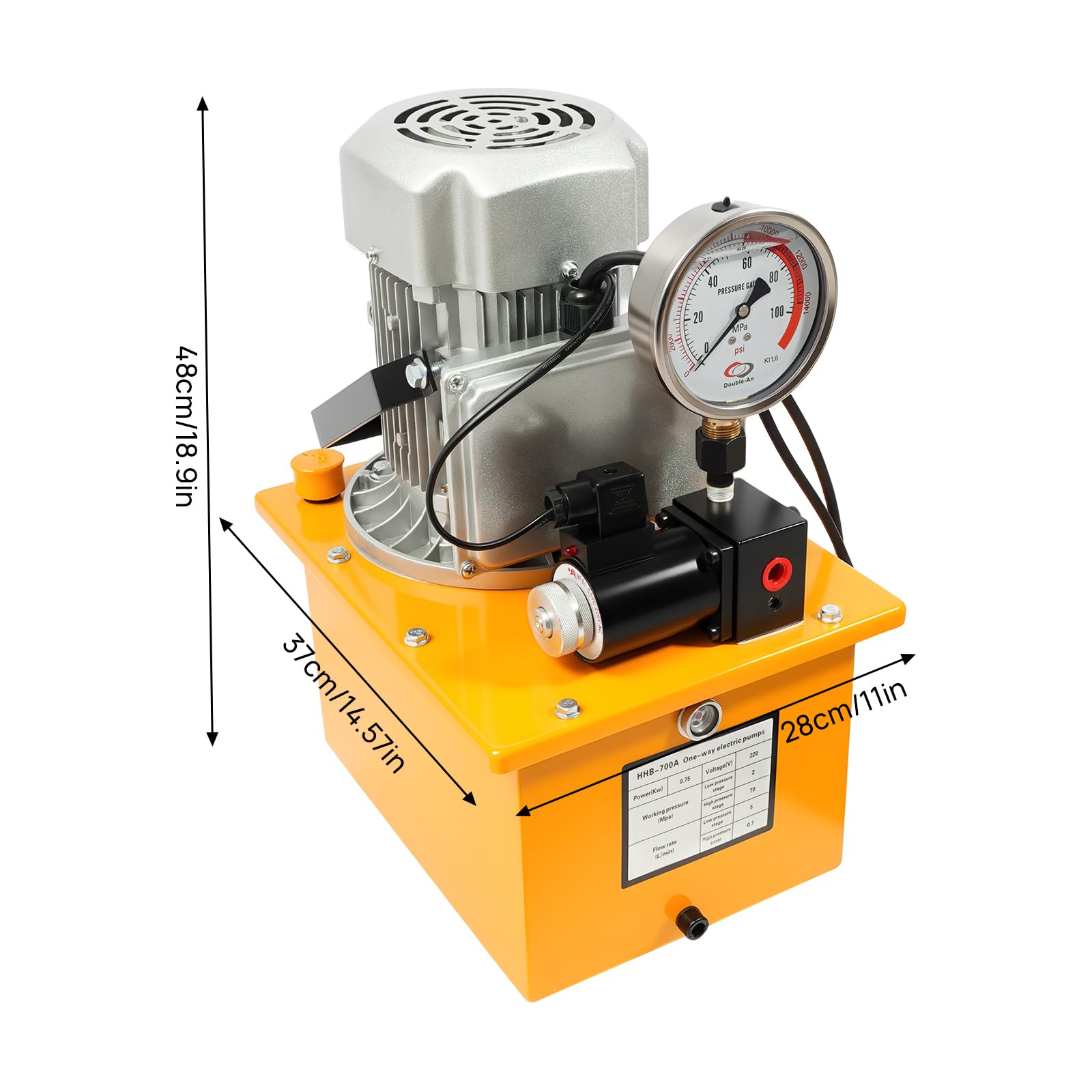Bomba hidráulica eléctrica, 220V 750W cilindro hidráulico 2-70Mpa bomba de potencia hidráulica, tanque de combustible 7L, unidad de potencia hidráulica puede ser para mantenimiento, maquinaria
