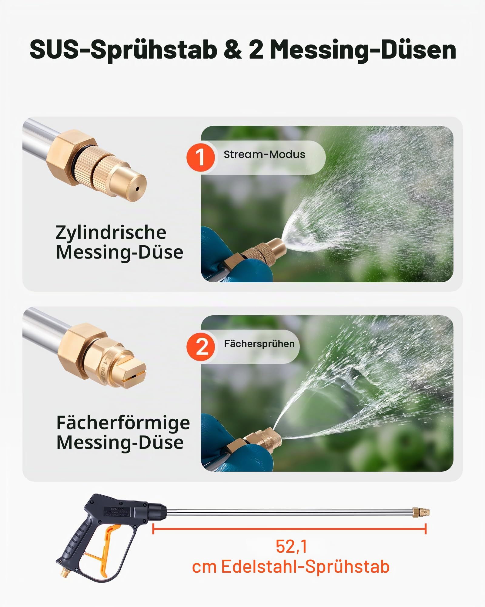 VEVOR Drucksprüher, Sprühgerät, Industrieller Betonsprüher mit Rolle, 13,2 L Edelstahlsprüher, Hochleistungs-Pumpsprüher, inkl. Schläuche, 2 Messingdüsen, ideal für BAU, Rasen und Garten