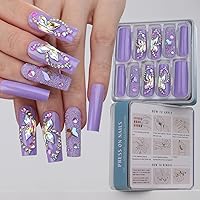 Vista 16 de Uñas postizas a presión con punta francesa color rosa, uñas postizas largas cuadradas de lujo, diseño de flores 3D, acabado UV, uñas postizas