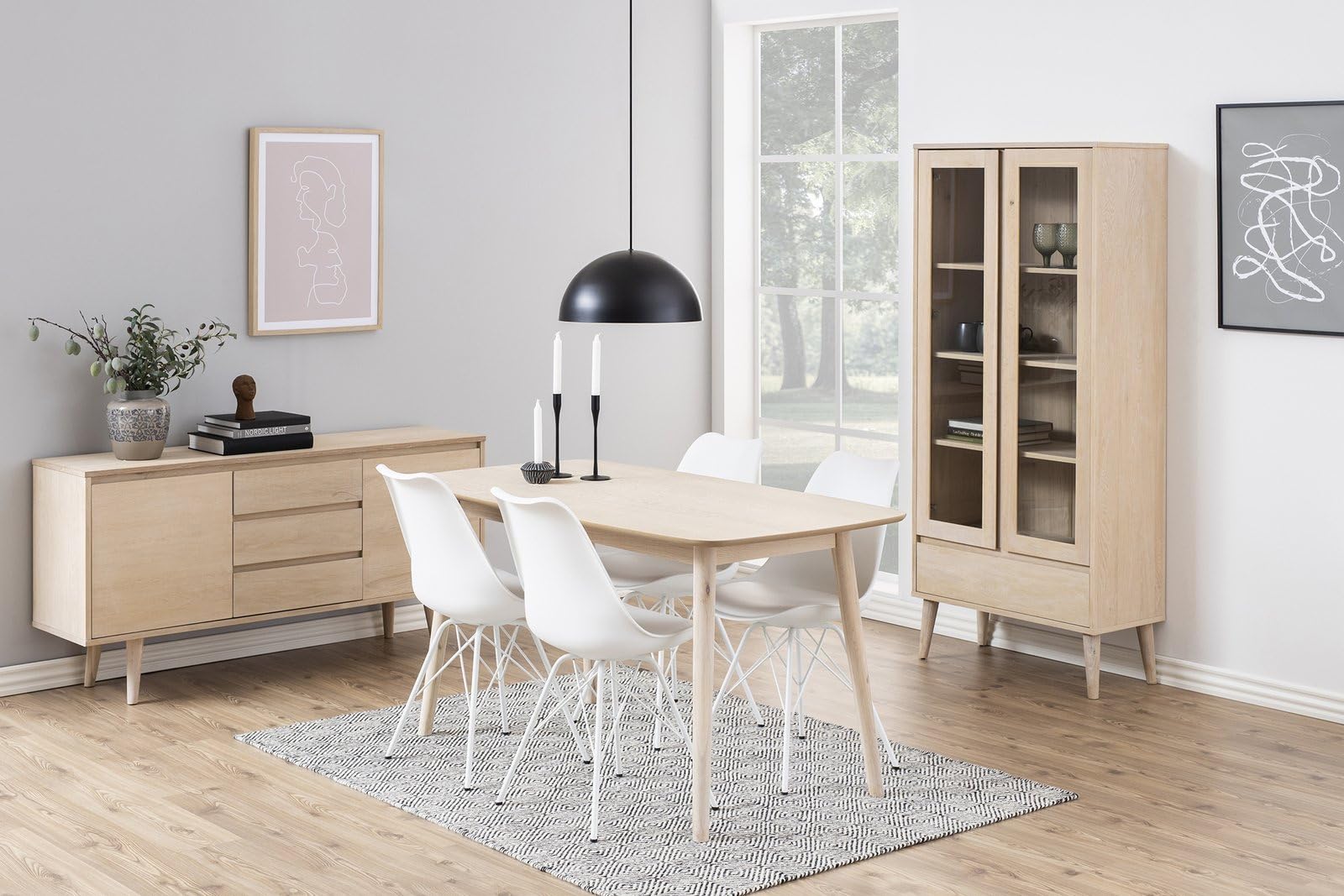 AC Design Furniture Emanuel krzesła do jadalni, zestaw 2 sztuk, szer. 48,5 x wys. : 85,5 x gł. 54 cm, biały/biały, PU/metal, 2 szt