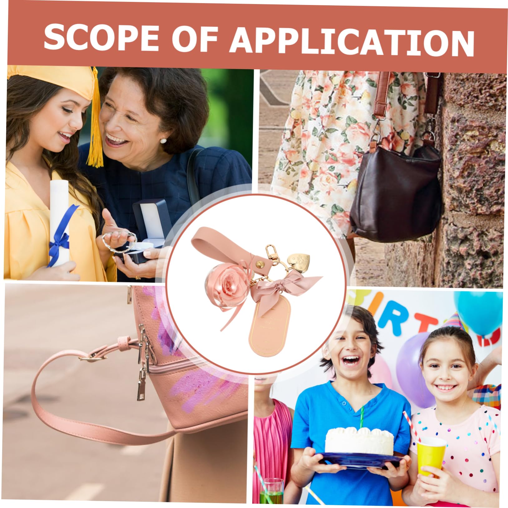VALICLUD Llavero Flor Preservada Cadenas Colgante De Corazón Llaveros Felpa Equipo Kit Para Hacer Pulseras Con Cuentas De Arcilla Colgante De Coche De Flores Rosa Paño
