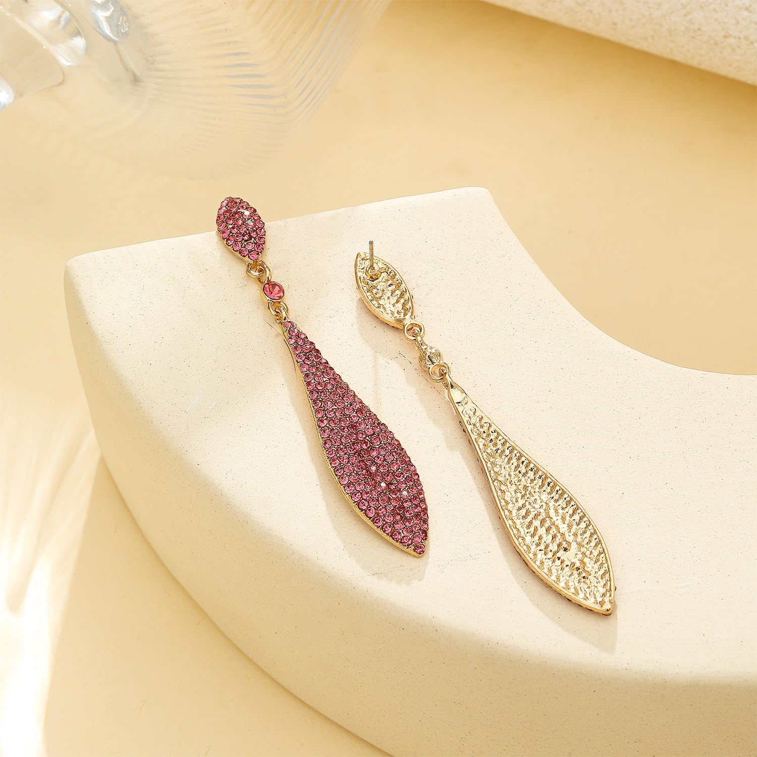 Rhinestone Statement Earrings Double Waterdrop Earrings Cluster Crystal Drop Dangle Earrings Prom Party Wedding Earrings for Women - Image 5