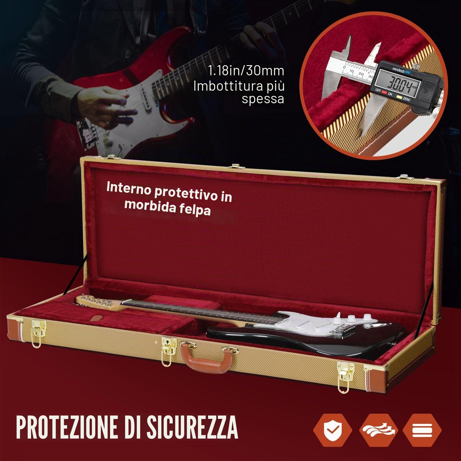 CAHAYA Custodia Rigida per Chitarra Elettrica: Borsa Stratocaster Telecaster con Compartimento Interno - Astuccio ST per Principianti