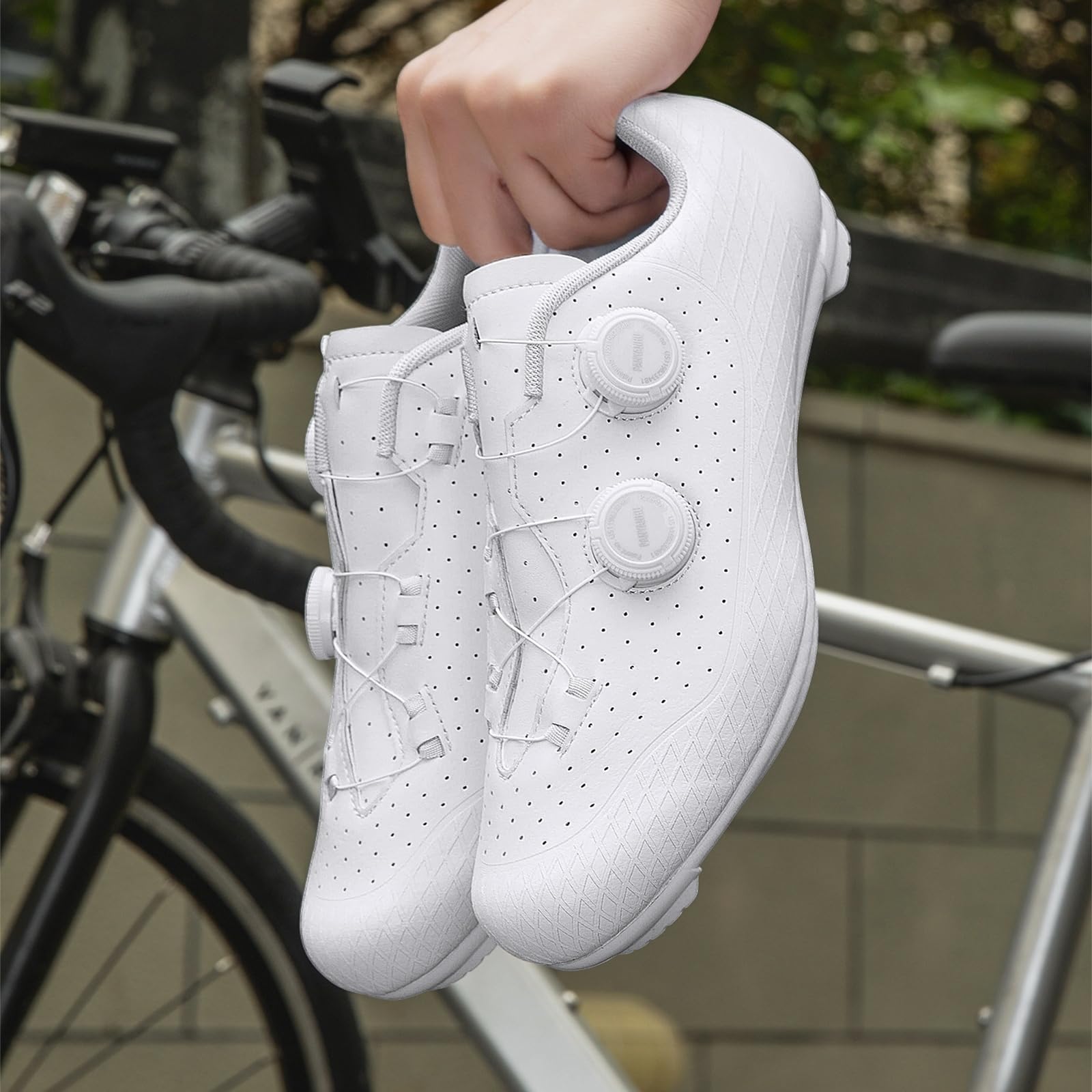 JiuQing Zapatillas Ciclismo Carretera Hombre Compatibles SPD-SL Bicicleta