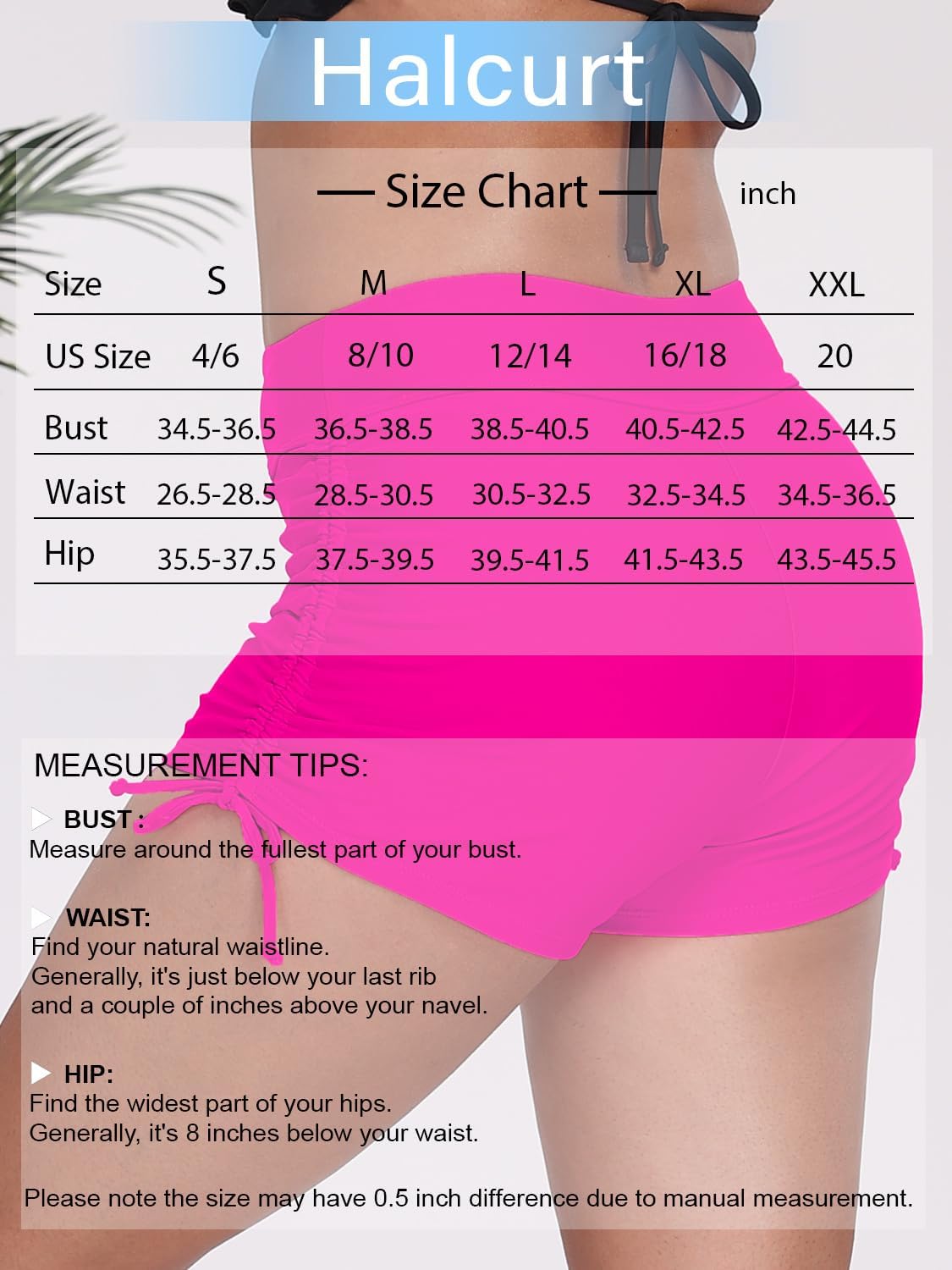 Halcurt Women's High Waisted Swim Board Shorts (Available in Plus) Tummy Control Side Drawstring Swimsuit Bottoms - Image 6