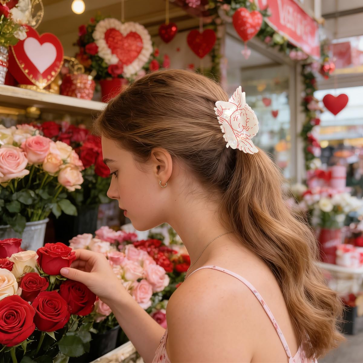 Valentines Claw Clips for Women Cartoon Angel Hair Clips Non-Slip Strong Hold Acrylic Hair Claws Sparkling White Cupid Hair Barrettes Cute Hair Accessories for Valentines Gift Party Costume - Image 3