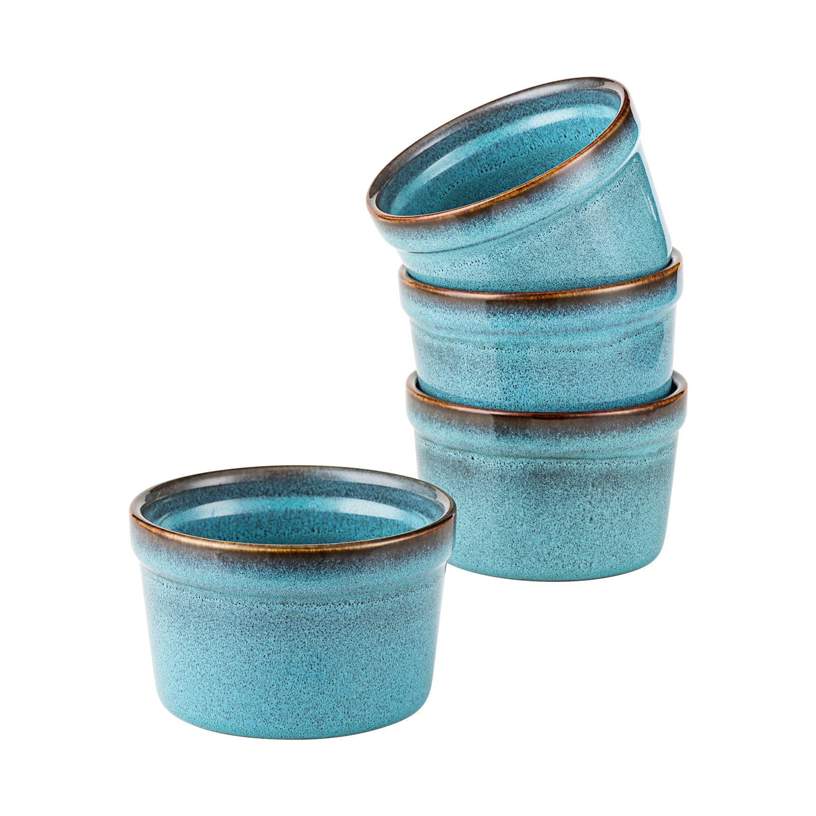 HENXFEN LEAD Pack of 4 Soufflé Moulds, 240 ml Creme Brulee Bowls, Small Casserole Dishes for Delicious Condiments Ragout Fin