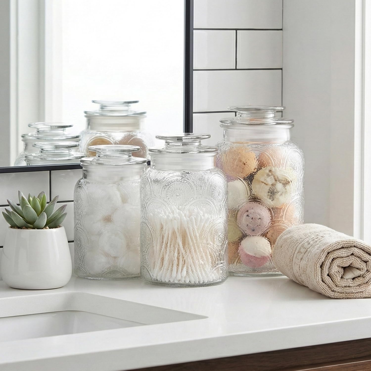 Amazon.com: Style Setter Canister Set 3-Piece Glass Jars in 34oz