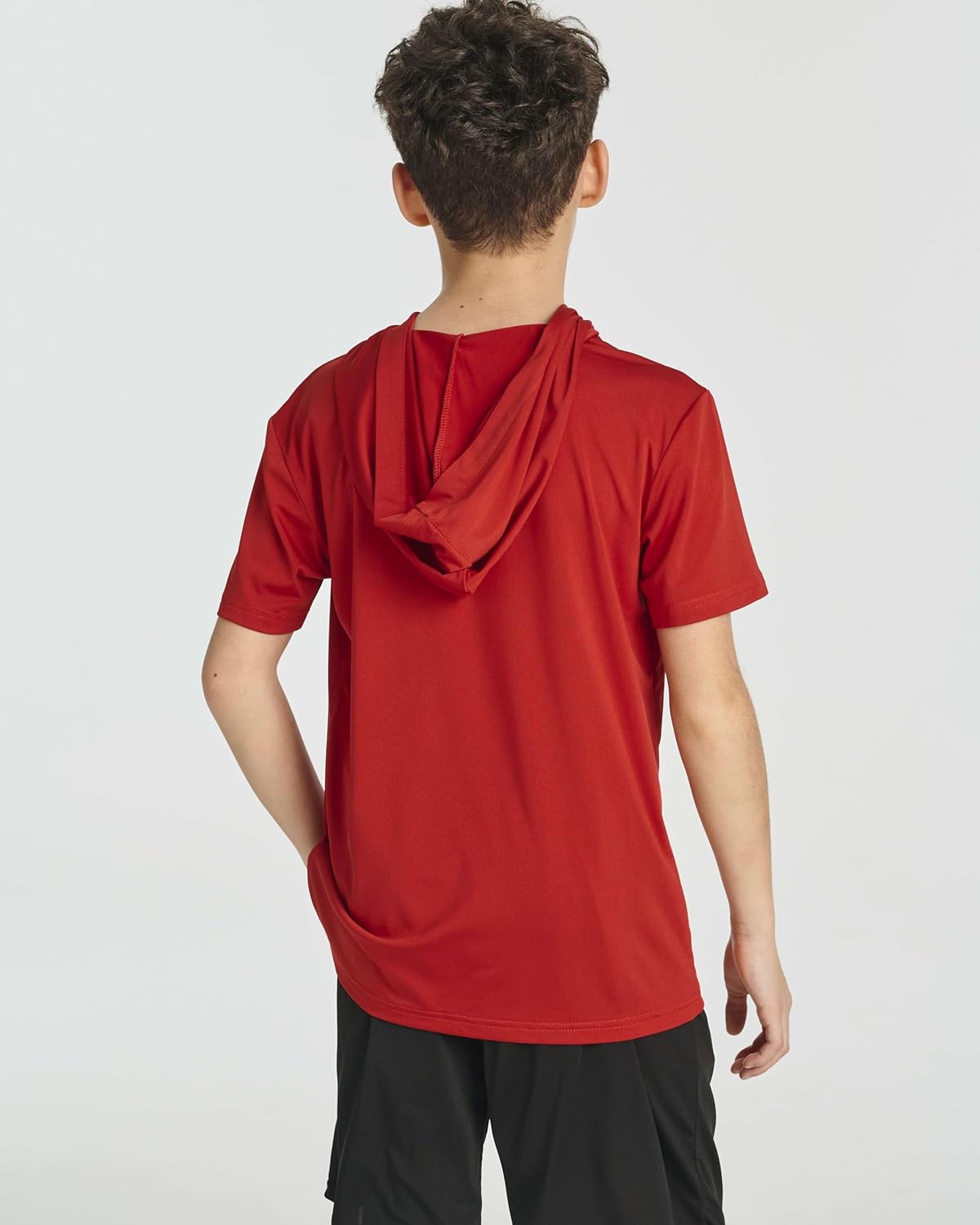 Real Essentials 3 Pack: Boys Dry-Fit Youth Teen Active Athletic Short Sleeve Workout Hoodie - Hooded Pullover Shirts - Image 4