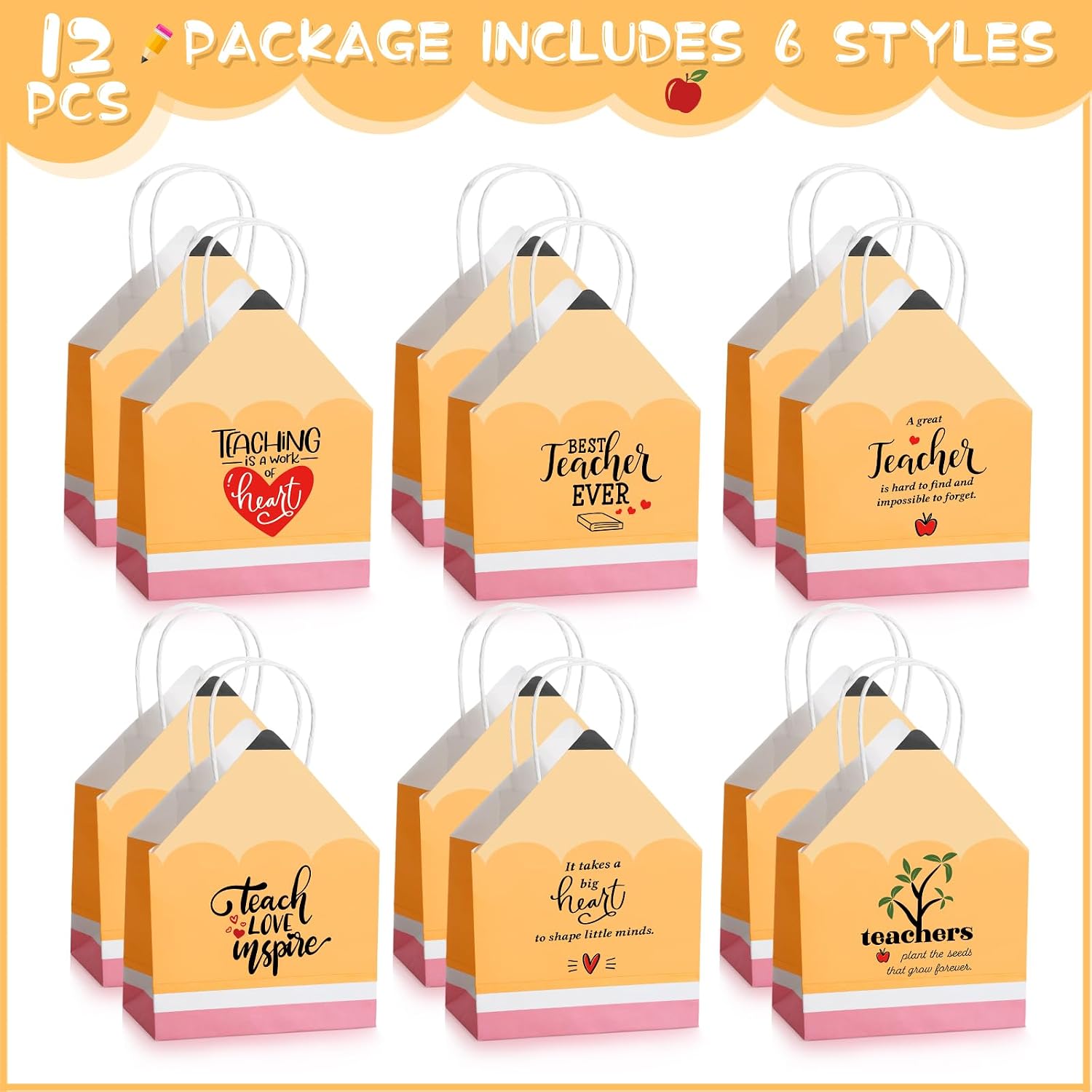 Feifeiya 12 Pcs Teacher Appreciation Gift Bag Small Gift Bags image 3