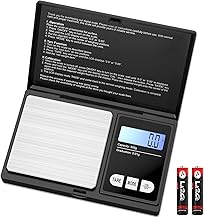 AMIR Upgraded Digital Pocket Scale, 500g 0.01g Mini Scale, Digital Grams Scale, Mini Food Scale, Electronic Scale with 7 Units, LCD Backlit Display, Stainless Steel & Slim Design (Battery Included)