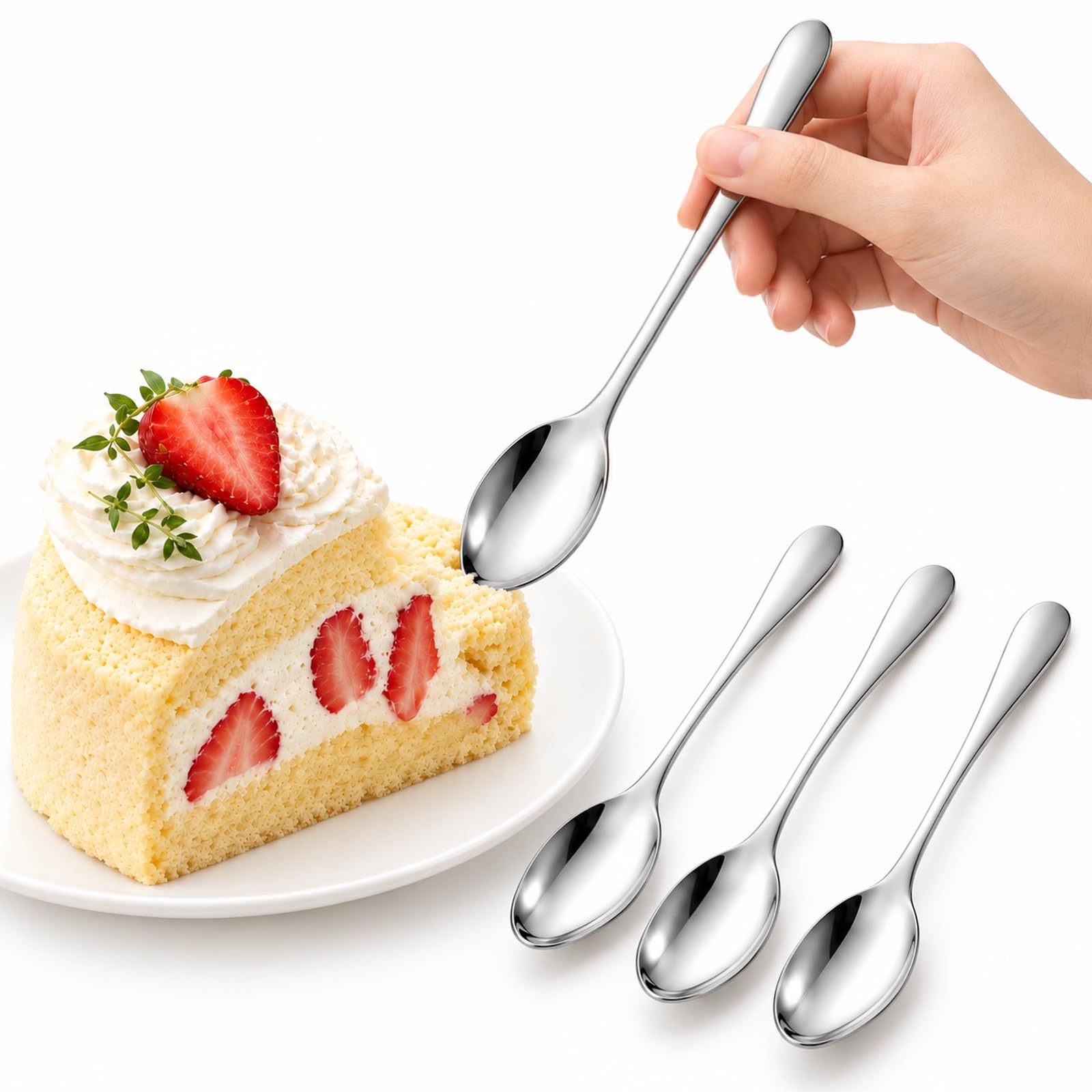 4Pcs Large Serving Spoons 20cm, Stainless Steel Table Spoon Set for Buffet