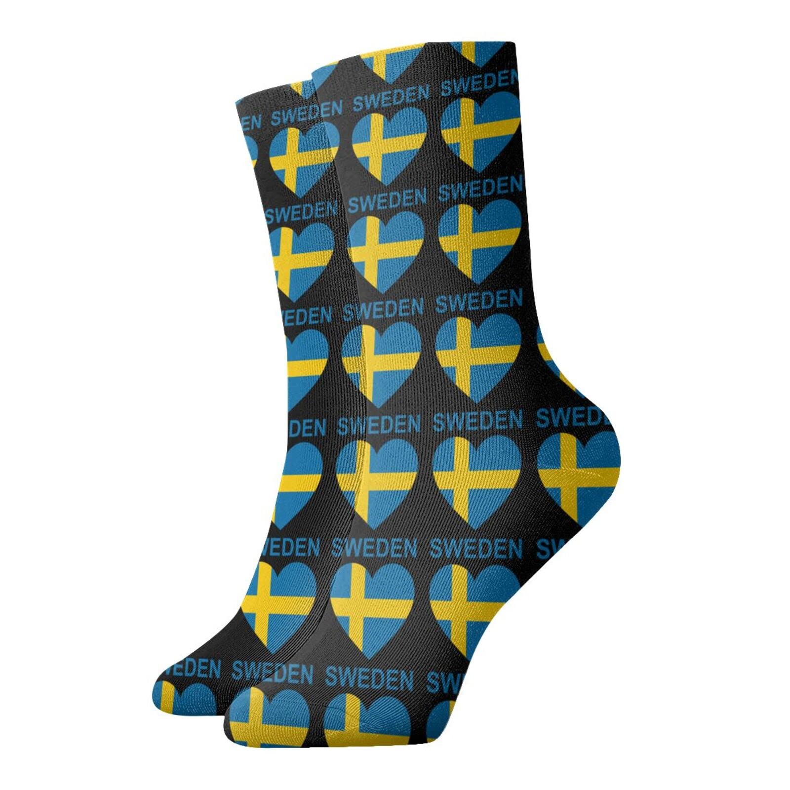 AOOEDM Love Sweden Athletic Socks Ankle Socks Casual Socks Crew Socks 30cm