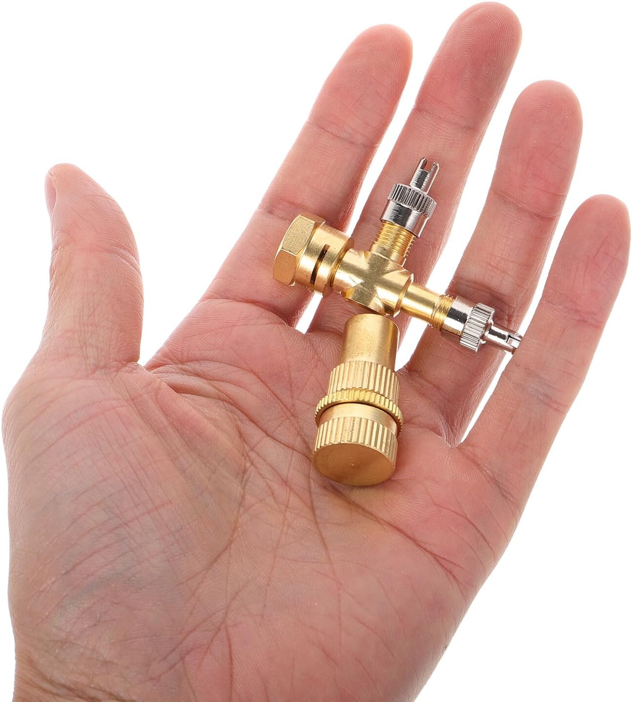 Yardwe Universal Tire Pressure Release Tool Kit with Solid Brass Deflators, 3-Way Valve Stem Adapter and 4 Air Release Valves for Cars, Suvs, Trucks, and Motorbikes