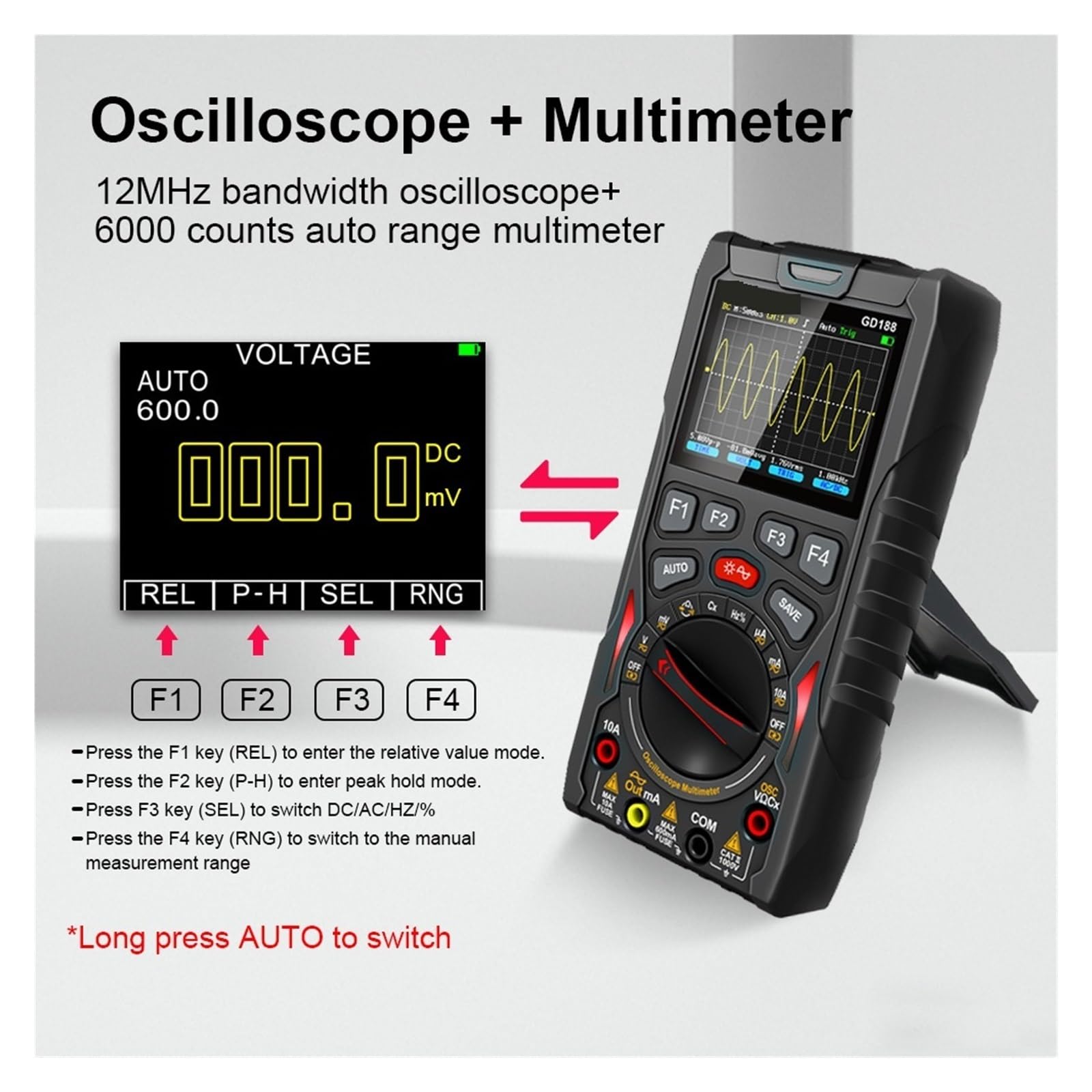 Oscyloskop, Oscyloskop cyfrowy multimetr elektryk Tester amperomierz woltomierz pojemność prądu omomierz True RMS Multimetro