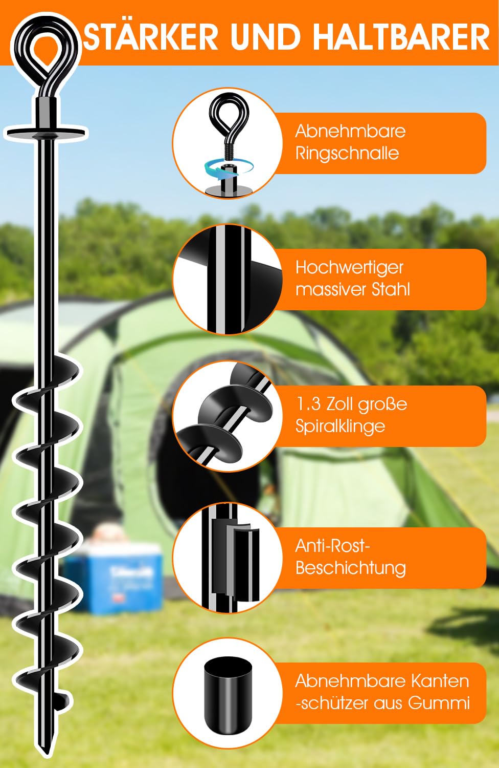 Schwerlast Bodenanker 27inch,Robust voll verschraubter Erdanker zur Befestigung von Trampolinen, Vordächern, Schaukeln usw
