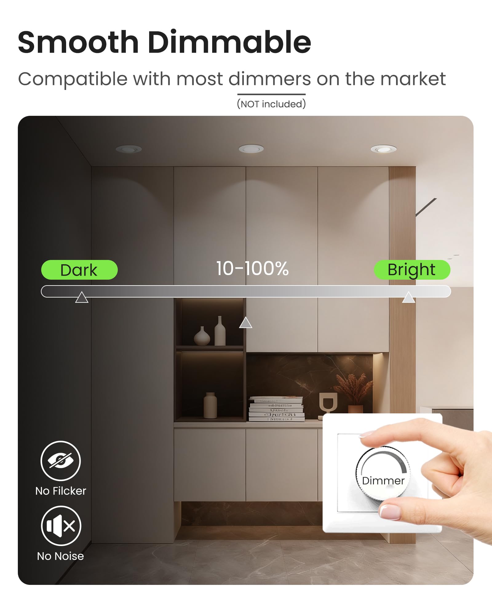 ALUSSO Downlight LED Techo Empotrable Extraplano Redondo 6W 75-78 mm, Focos LED Inclinables Blanco Cálido, 3000K 4000K 6500K Focos LED Regulables Para Cocina Baño Sala de Estar Paquete de 6 Blancos