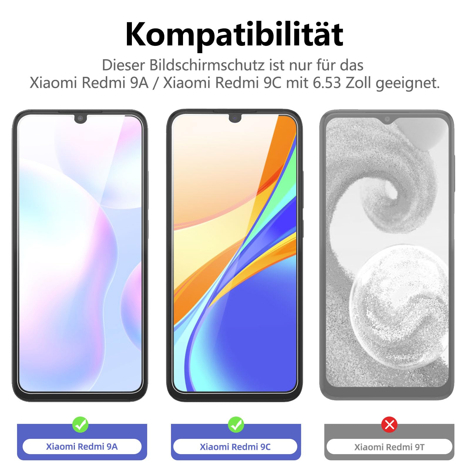 Pnakqil Displayschutzfolie Für Xiaomi Redmi 9C/9C NFC: 2er Pack, 9H Gehärtetes Glas, Blasenfrei & Klar