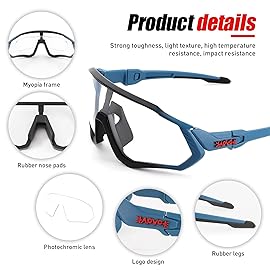 KAPVOE Photochromic Cycling Glasses Men Women Mountain Bike Sunglasses Clear MTB Bicycle Riding - K9408