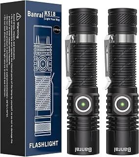 Banral K518 Rechargeable Tactical Flashlight High Lumens USB-C Mini LED - Compact EDC 500m Beam, 4 Modes, Waterproof Pocket Light for Camping Emergency