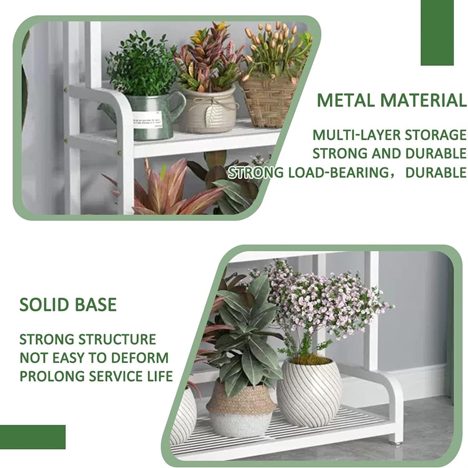 Étagère à Plantes d'intérieur et d'extérieur à Plusieurs Niveaux, étagère à Fleurs en métal Blanc de 102 cm de Haut, présentoir d'angle pour Jardin et Maison, idéal pour Les Plantes en Pot e