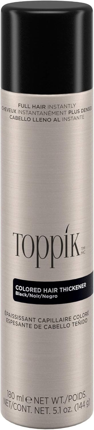 Toppik Haarverdichtingsspray, 180 ml, zwart, bij gekleurd haar, voor vol uitziend haar