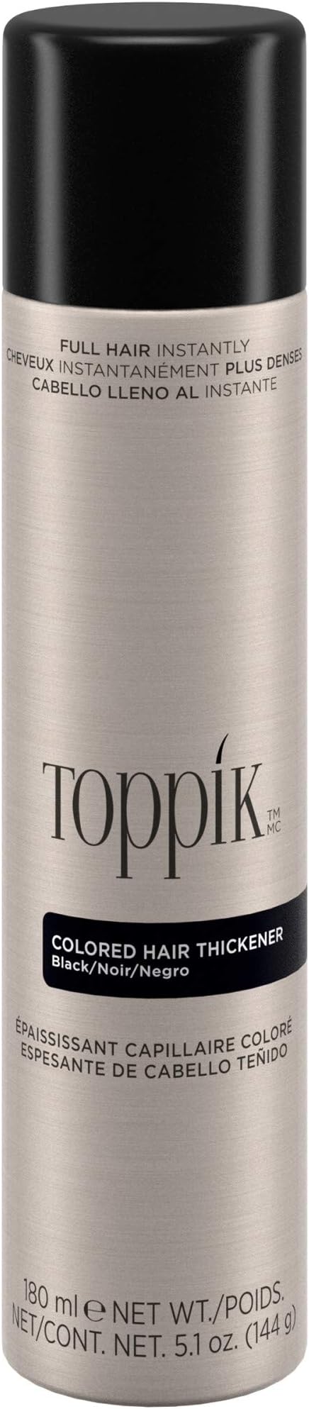 Colored Thickener Spray Solution to Fill Thin Area, Cover Roots and Builds Volume for Fuller-Looking with Thickening Natural Fibers for Men & Women Black, 180ml