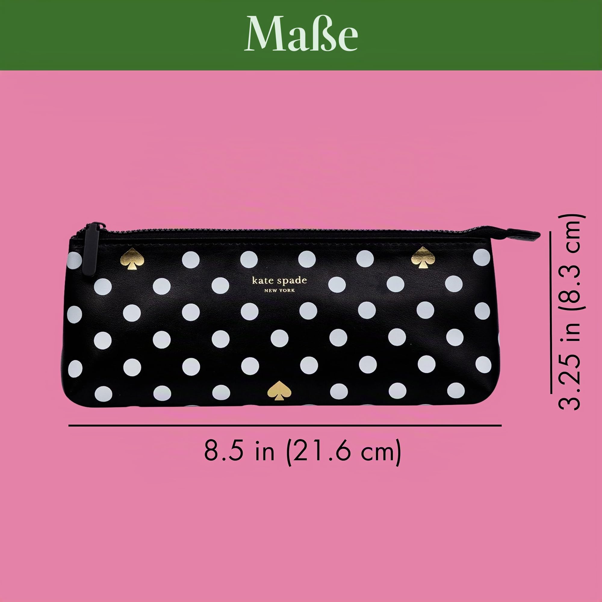 Kate Spade New York Federmäppchen mit Schulbedarf, Reißverschlusstasche inklusive 2 Bleistiften, Spitzer, Radiergummi und Lineal