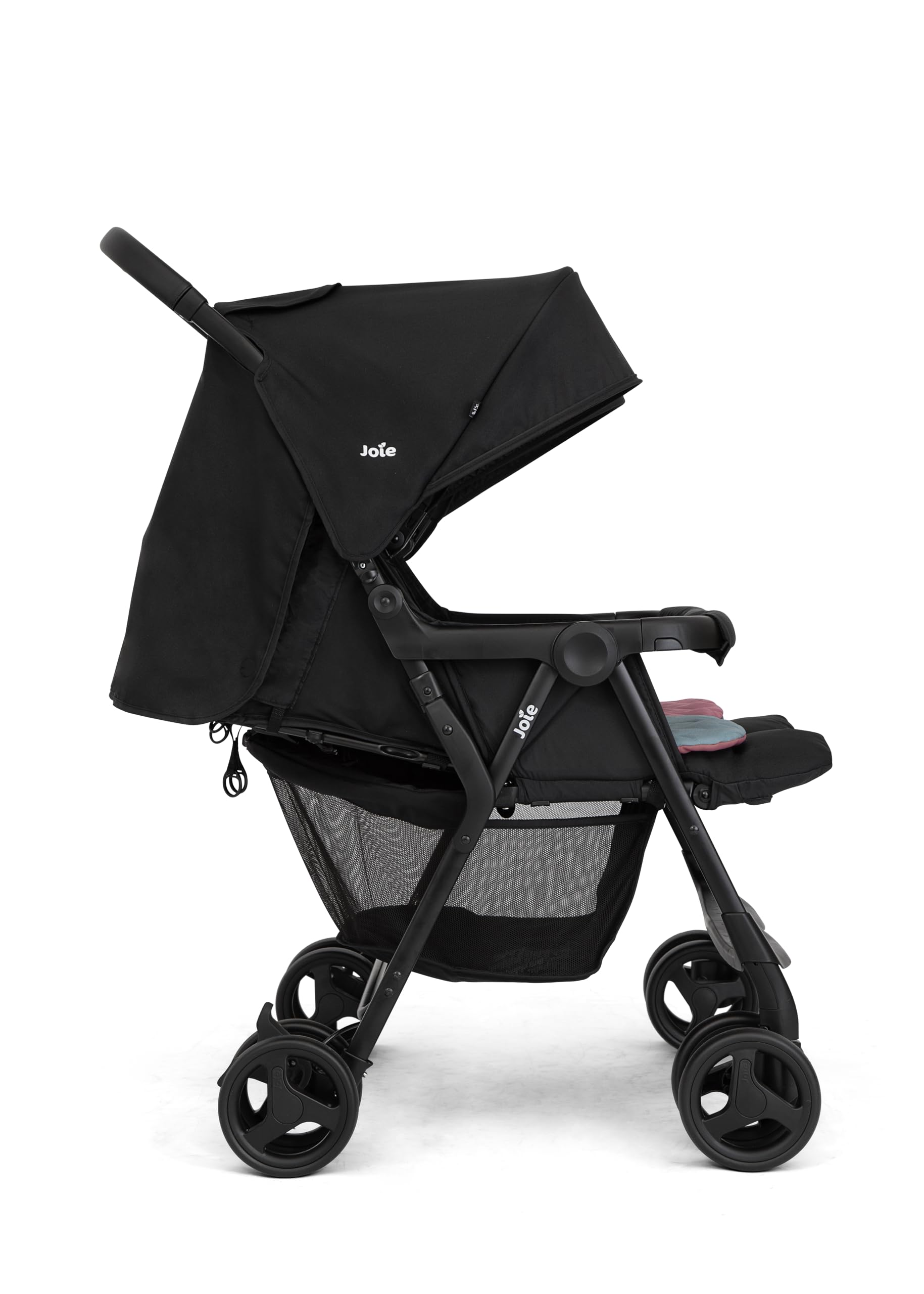 Joie aire™ twin Zwillingsbuggy – leichter Buggy mit kompaktem Faltmaß, flacher Liegefunktion, Regenschutz & zwei Sitzen, geeignet ab Geburt bis 3 Jahre (0–15 kg) (SHALE)
