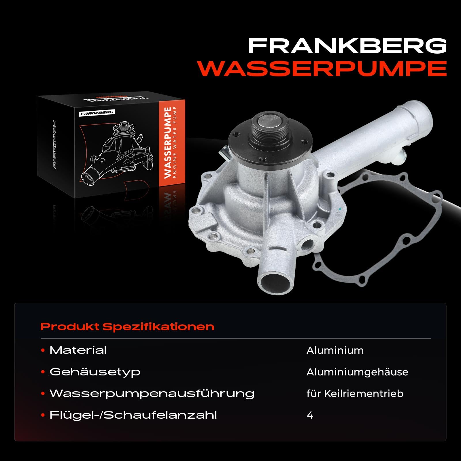 Frankberg Wasserpumpe Kompatibel Mit C-Klasse W202 W203 CL203 S202 S203 CLK C209 E-Klasse W210 S210 G-Klasse W461 1997-Heute Replace# 6112000201
