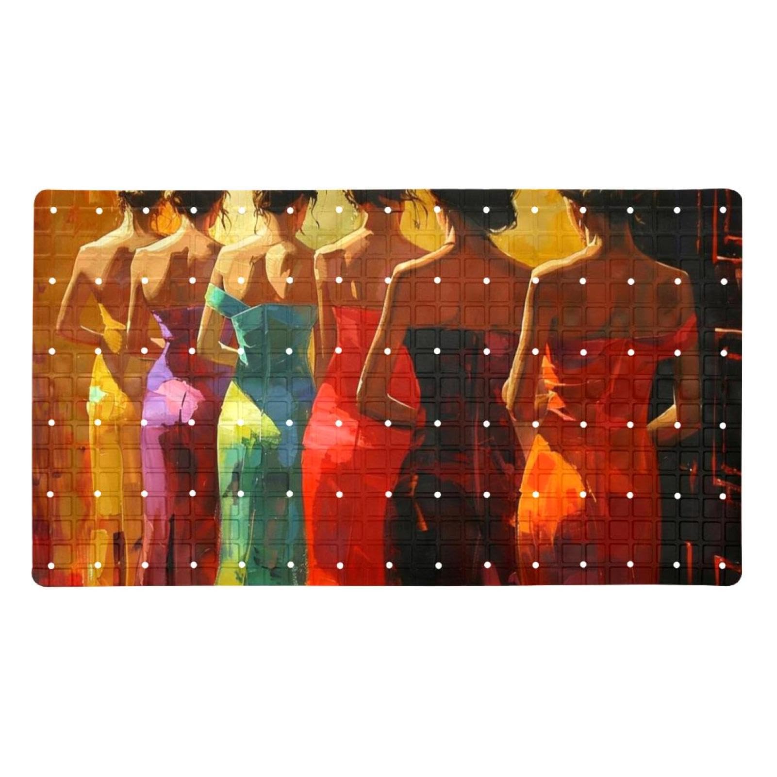 Tapis de bain antidérapant haut de gamme au design artistique et coloré