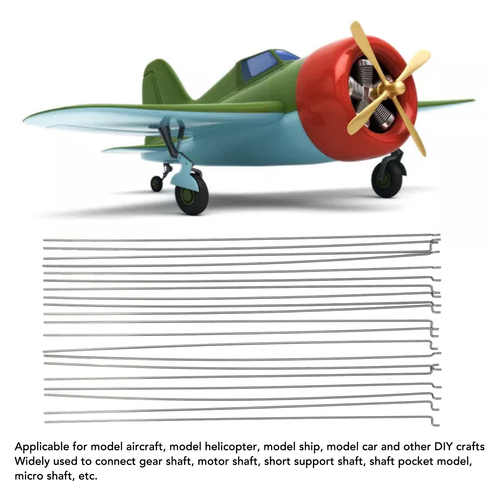 equlup RC Push Rods, 100pcs 200x1.2mm High Hardness Steel Pushrods Connector Z Pull Push Rods Linkage Replacement for RC Car Boat Airplane Helicopter Upgrage Parts