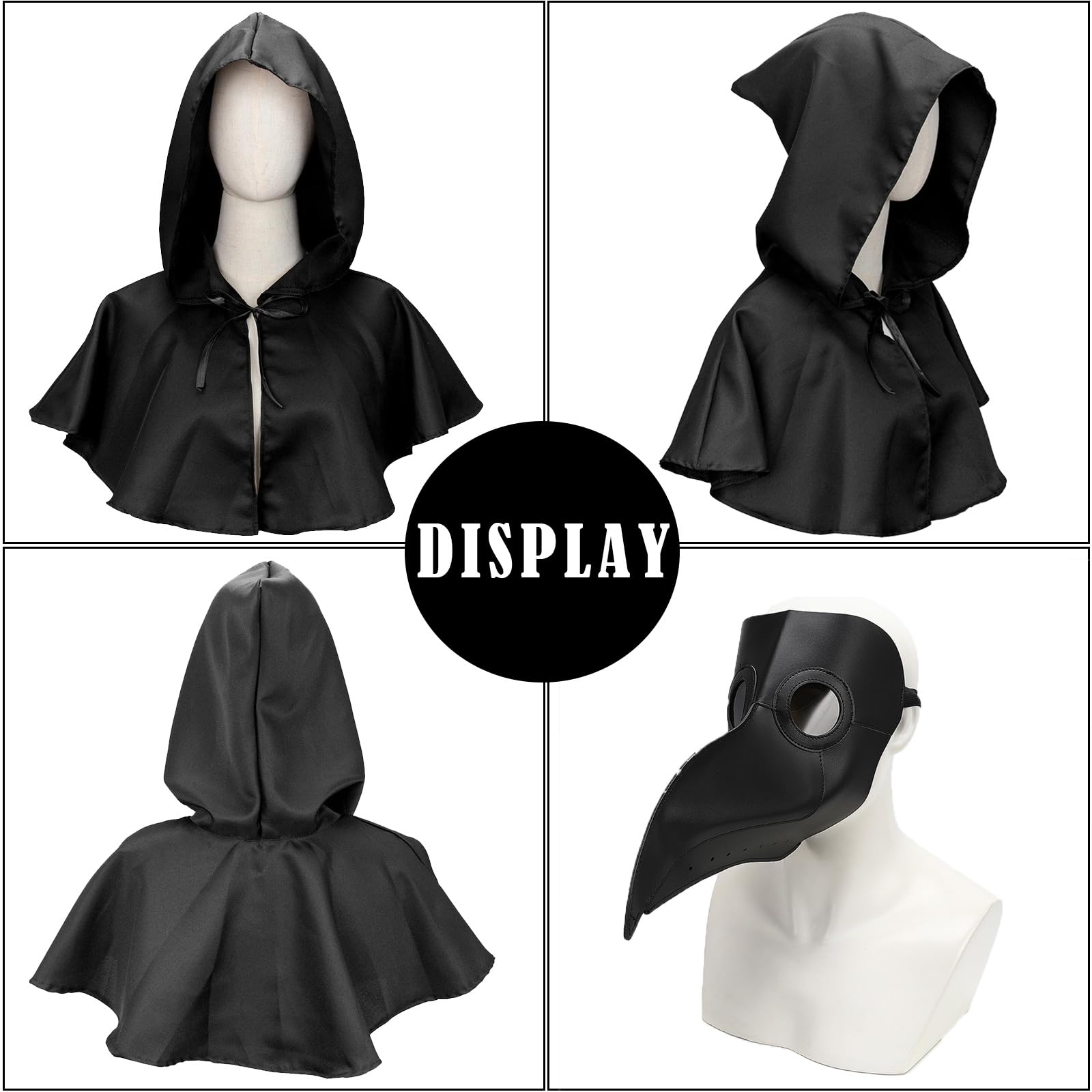 Medico Della Peste Costume Maschera Medico Della Peste Halloween Cosplay Uomo Steampunk Maschera Dottore Della Peste Crocifisso Collana Legno Pelle Guanti Mantello con Cappuccio per Carnevale Festa