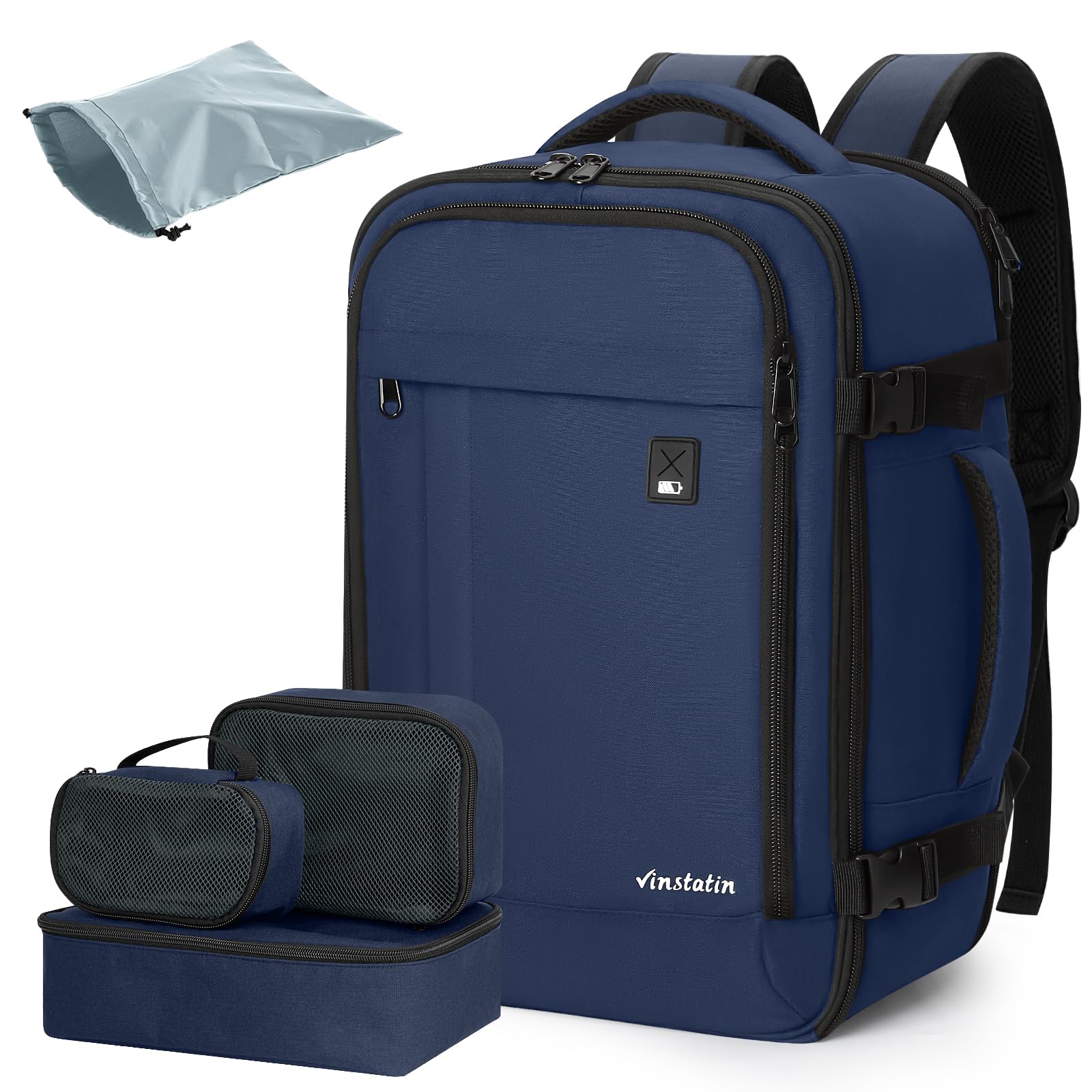 Vinstatin Ryanair - Zaino da viaggio da donna, 40 x 20 x 25,14 pollici, 20 l, impermeabile, con 4 tasche per vestiti, per vacanze, affari, escursioni, weekend, Blu, 40x20x25(CM), Rucksack