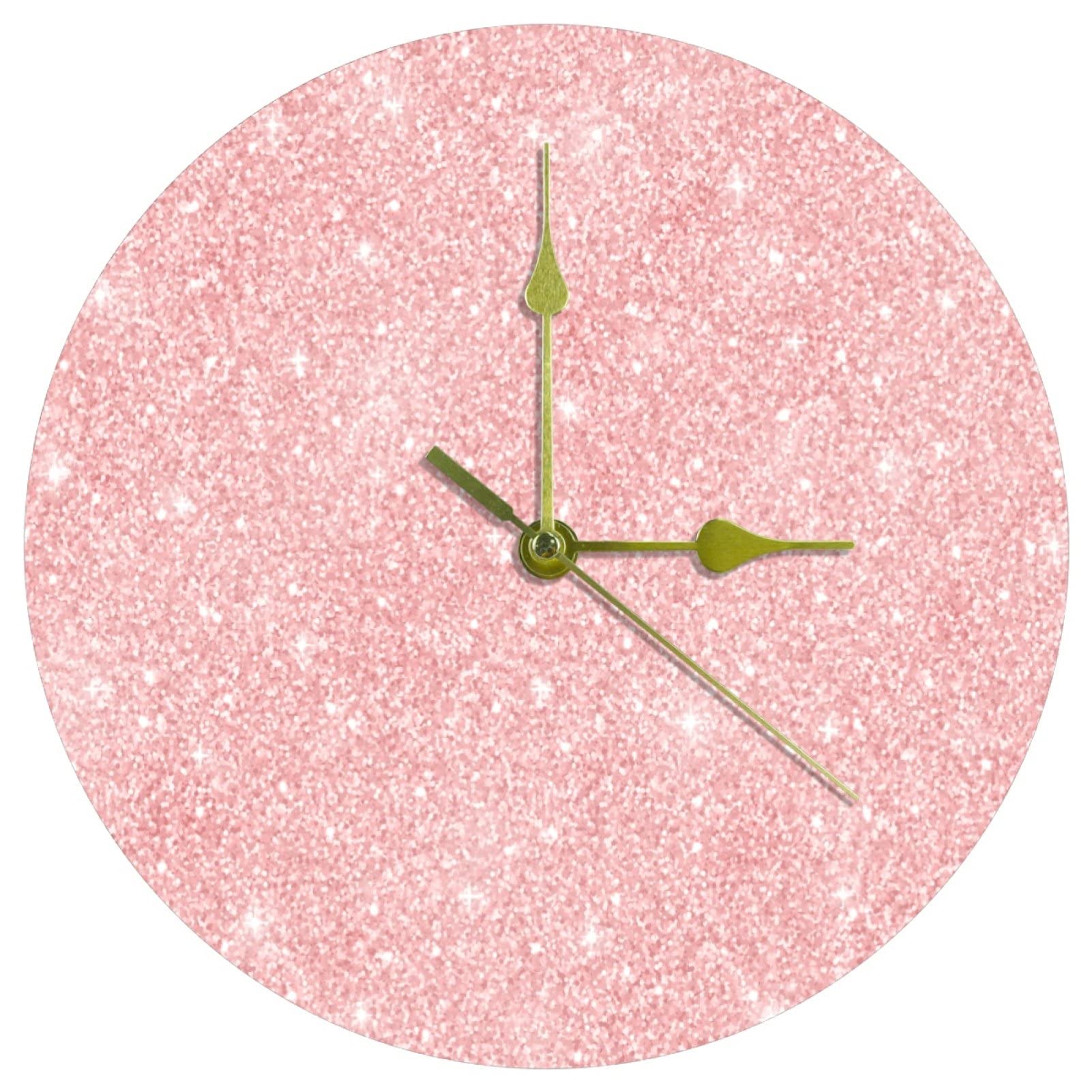 Horloge murale sans tic-tac ronde et silencieuse en acrylique pailleté 24cm