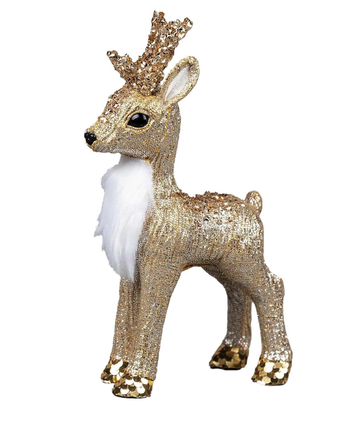 SHATCHI 22cm Reindeer Figure Golden Costume Santa’s Friends Christmas Tabletop Centrepiece Showpieces Home Art & Craft Xmas Party Window Décor