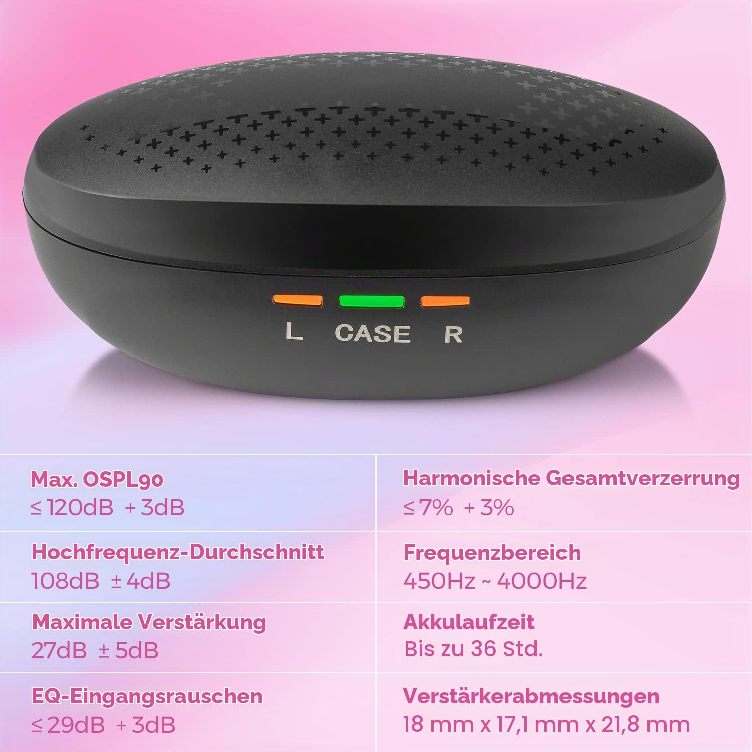 Mini Digital – ITE wiederaufladbar – leichtes Gerät mit Geräuschunterdrückung, In-Ear-Erkennung und Lautstärkeregler für Erwachsene und Senioren, Schwarz