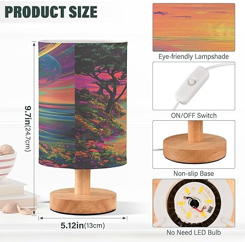 Miniatura 3 de Joisal Lámpara de lectura psicodélica colorida para mesita de noche de playa, pantalla amigable con los ojos, luces de escritorio para oficina en