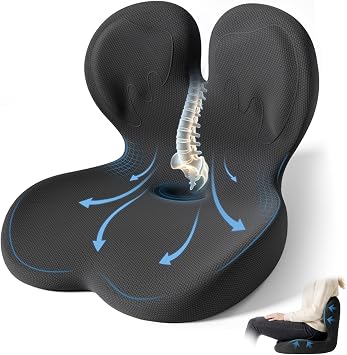 Seat Cushion, Office Chair Cushion with Lumbar Support Pillow, Memory Foam Car Cushions, for Long Sitting, Tailbone & Back Pressure Relief,Sciatica Pad for Office, Car, Home Chairs