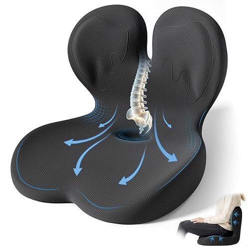 Seat Cushion,Office Chair Cushion with Lumbar Support,Memory Foam Car Orthopedic