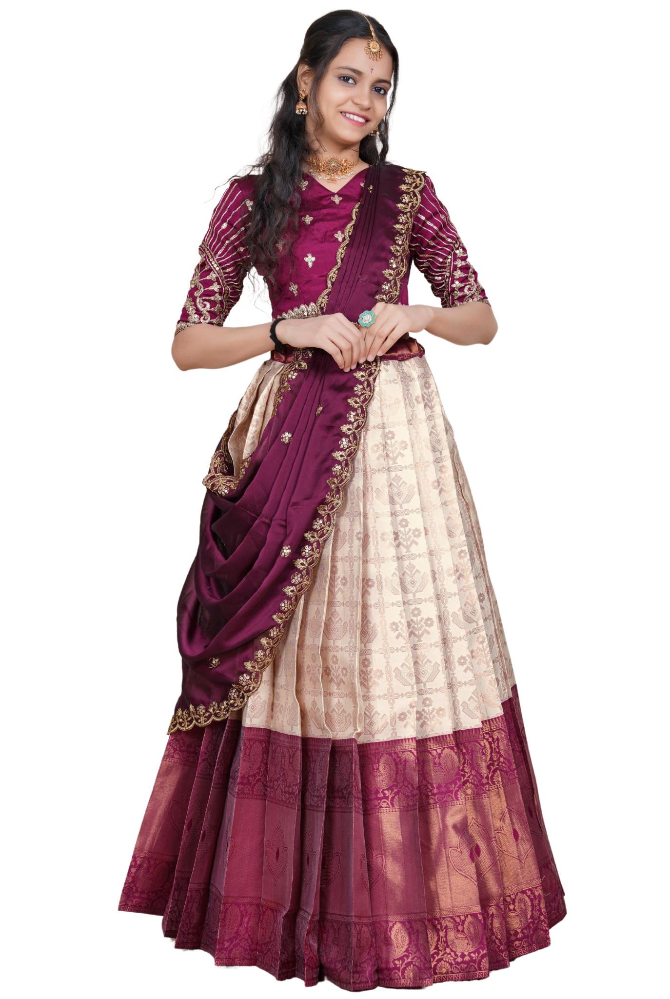 South India Half and Half Saree for Womens-image-7
