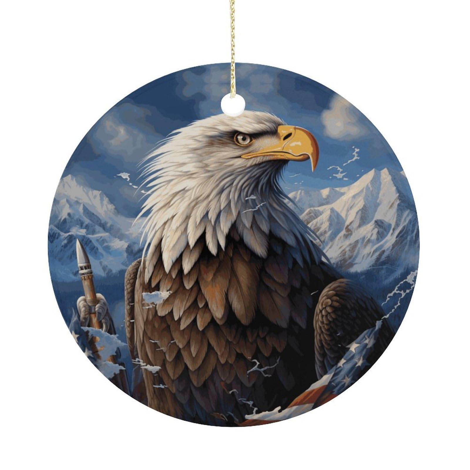 Eagle Christmas Ornaments Colorful Round Ceramic Ornament Christmas Hanging Decor Christmas Tree Decorations Xmas Keepsake for Women Men Xmas Holiday Party